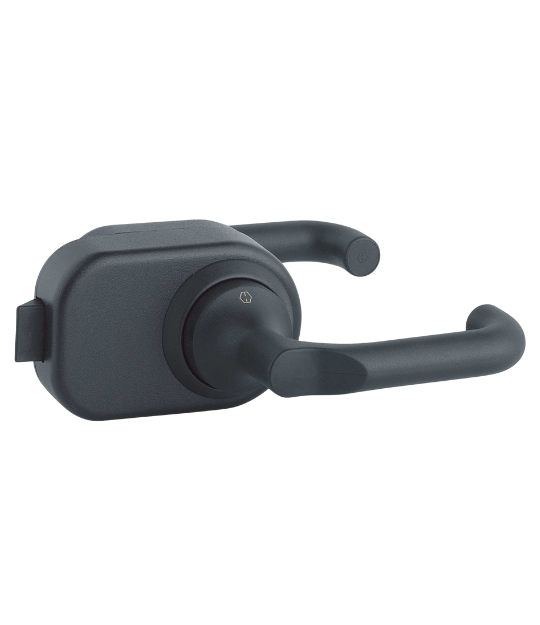 Hoppe Paris HCS® GD K138S Alüminyum Gövdeli Cam Kapı Kolu Seti – Sessiz Mekanizma, Gri Renk